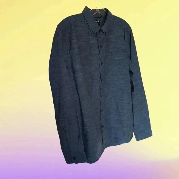 Hurley button up shirt men long sleeve size S blue indigo - Picture 4 of 9